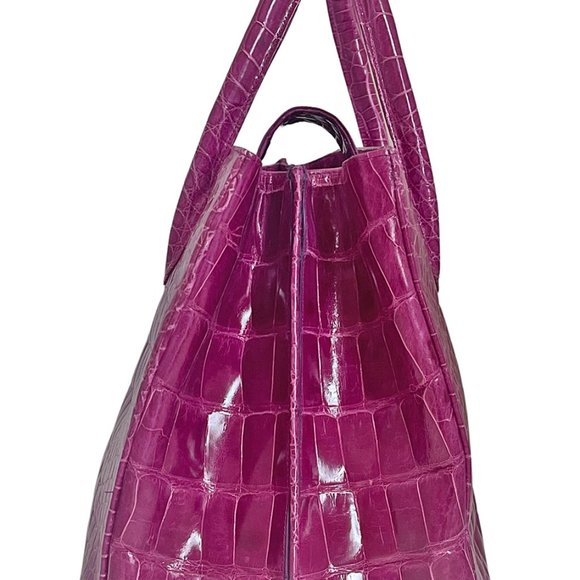 Alexandra Knight Magenta Glazed Alligator Georgia Tote Bag - Picture 4 of 8
